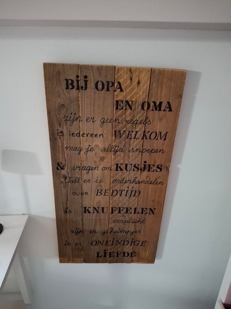 Steiger houten opa en oma bord, Ophalen, Zo goed als nieuw