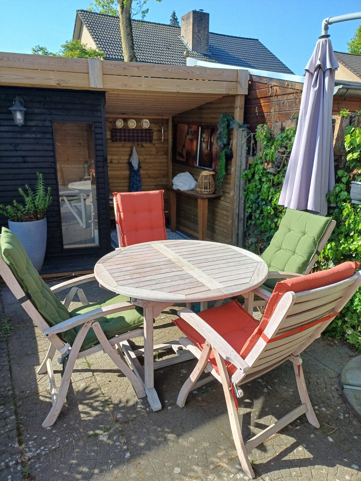 tuinset 6 stoelen nieuwe kussens, Tuin en Terras, Tuinsets en Loungesets, Ophalen, 6 zitplaatsen