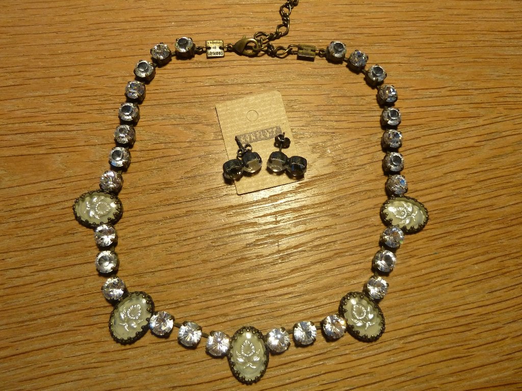 KONPLOTT SET KETTING EN OORBELLEN NIEUWSTAAT, Overige materialen, Verstelbaar, Ophalen of Verzenden, Zo goed als nieuw