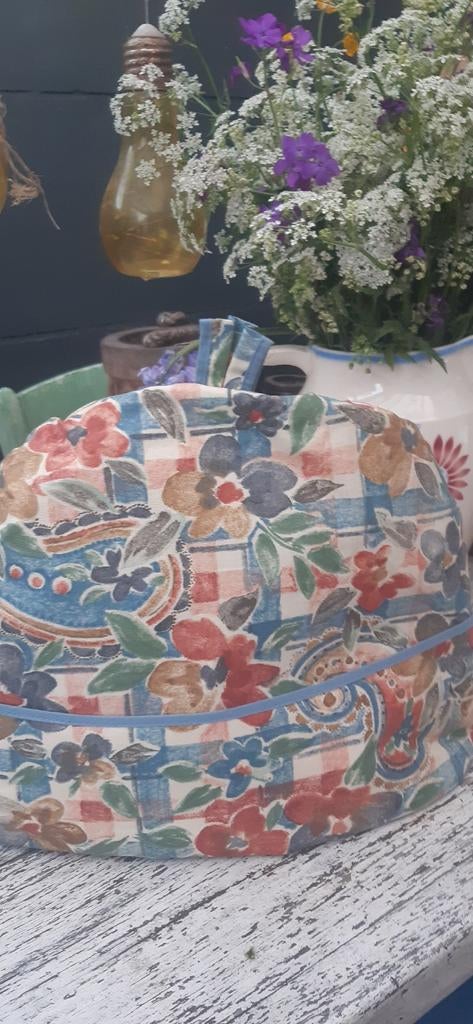 echt gave Vintage Theemuts zonder vlekken, Ophalen of Verzenden, Zo goed als nieuw, Blauw, Overige typen