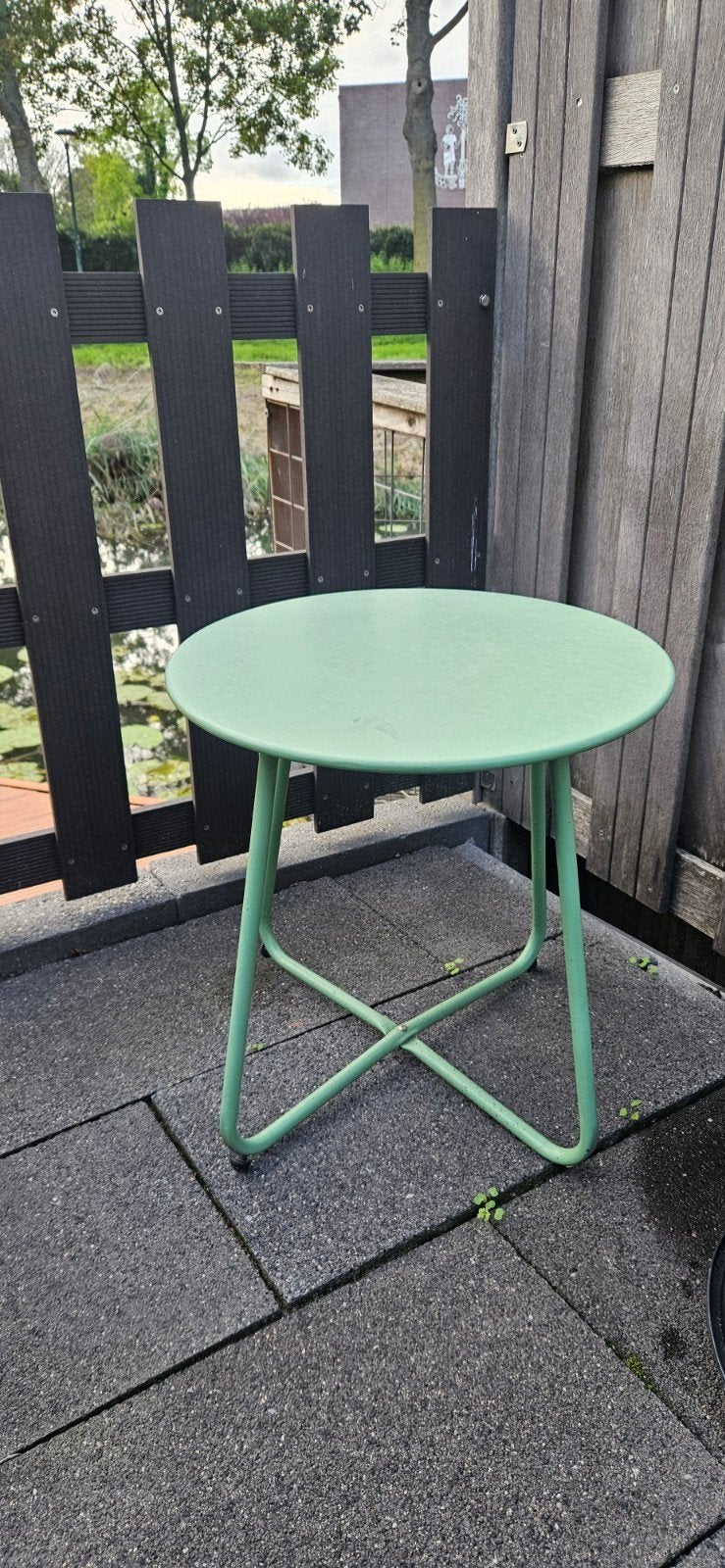 tuintafeltje, bijzettafeltje, groen, Ophalen, Gebruikt, Rond, Aluminium