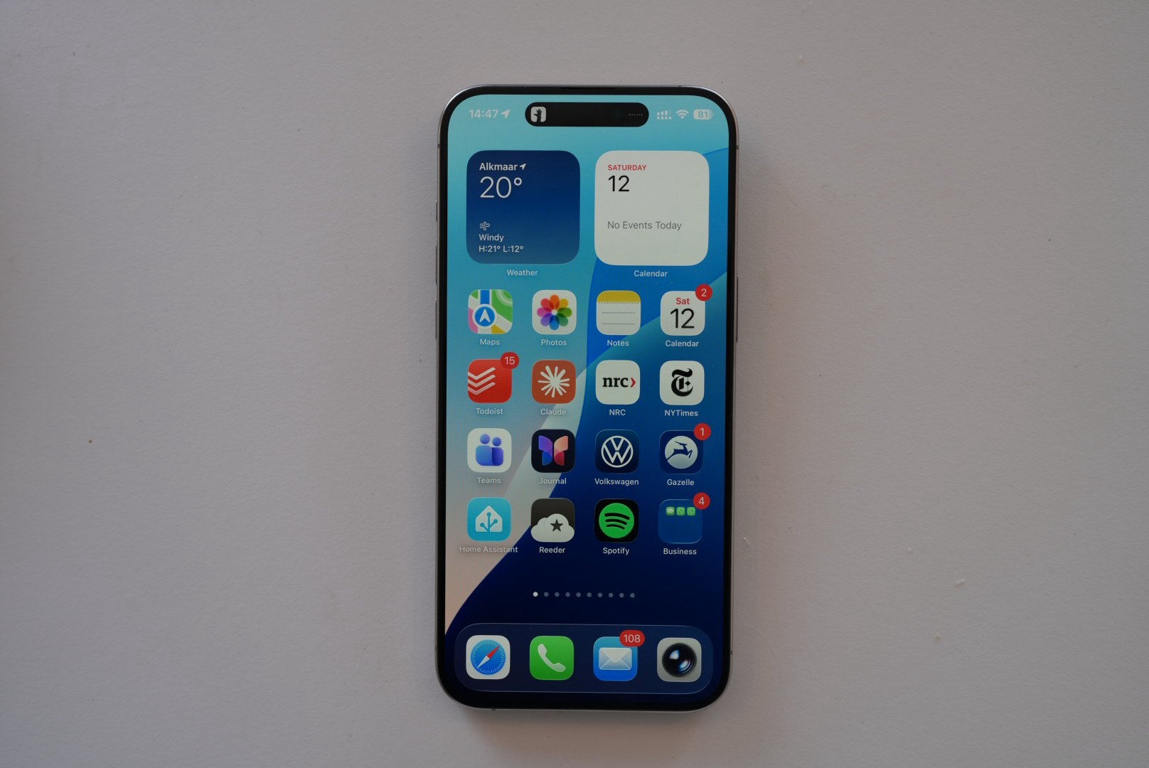 Apple iPhone 15 Pro Max - White Titanium, 256GB, Accu 100%, Telecommunicatie, IPhone 15 Pro Max, Zo goed als nieuw, Zonder simlock