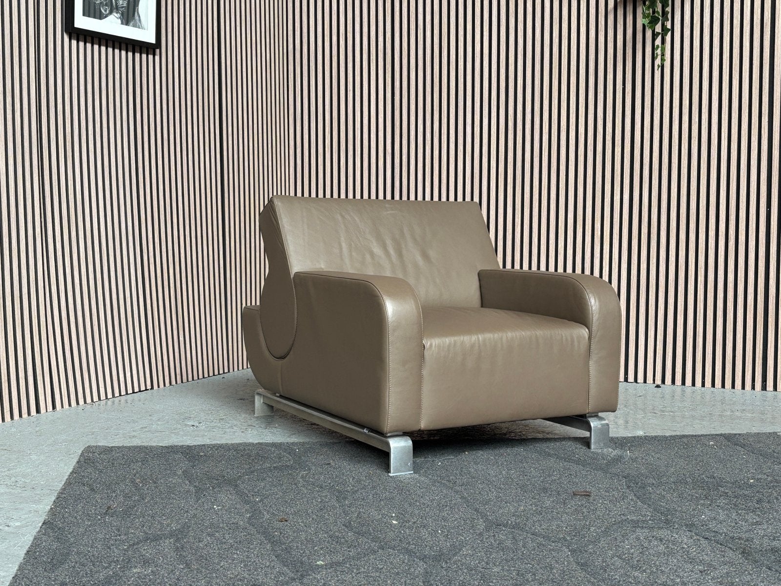 GRATIS LEVERING Leolux B Flat Fauteuil Leer Bruin GEREINIGD