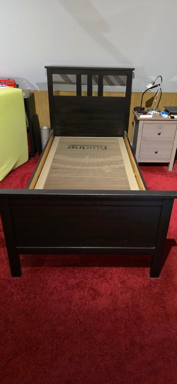 IKEA HEMNES 1 persoonsbed . zwart hout., Ophalen, Gebruikt, 90 cm, Eenpersoons