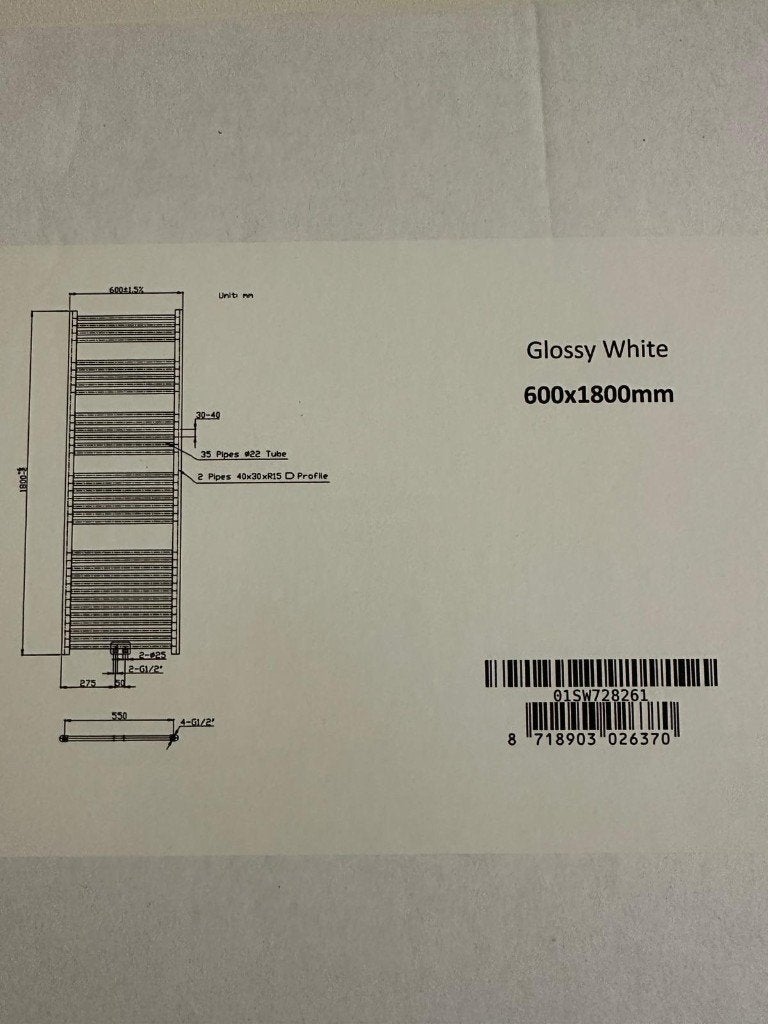 Nieuwe Designradiator / Handdoekradiator, Doe-het-zelf en Verbouw, Verwarming en Radiatoren, Ophalen, Radiator, Nieuw, Minder dan 60 cm