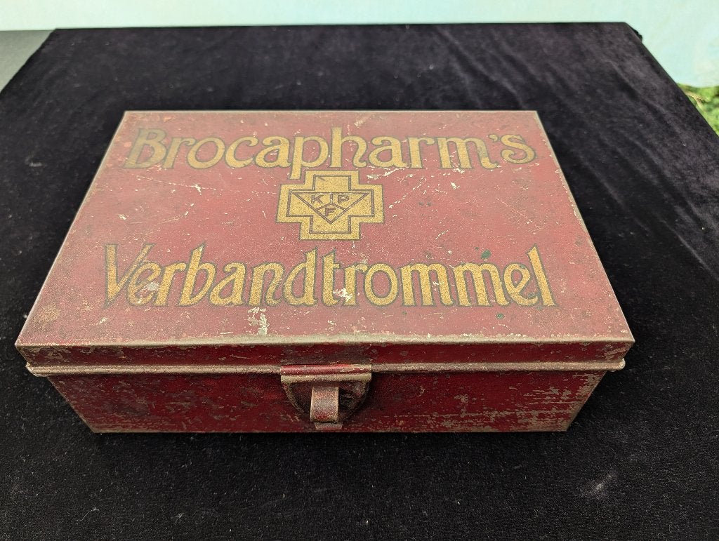 Industriele vintage EHBO verbandtrommel Trommel Brocapharm, Verzamelen, Ophalen of Verzenden, Gebruikt, Overige