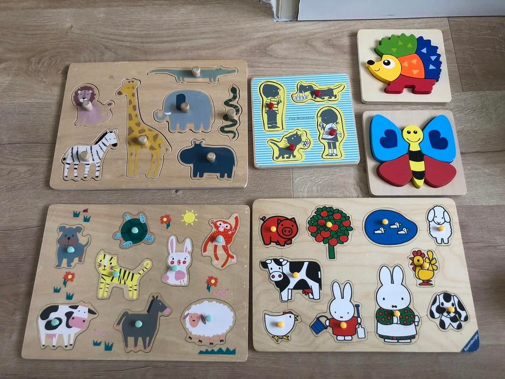 Houten puzzels voor peuters 6 stuks, Ophalen, Gebruikt, Van hout, Minder dan 10 stukjes