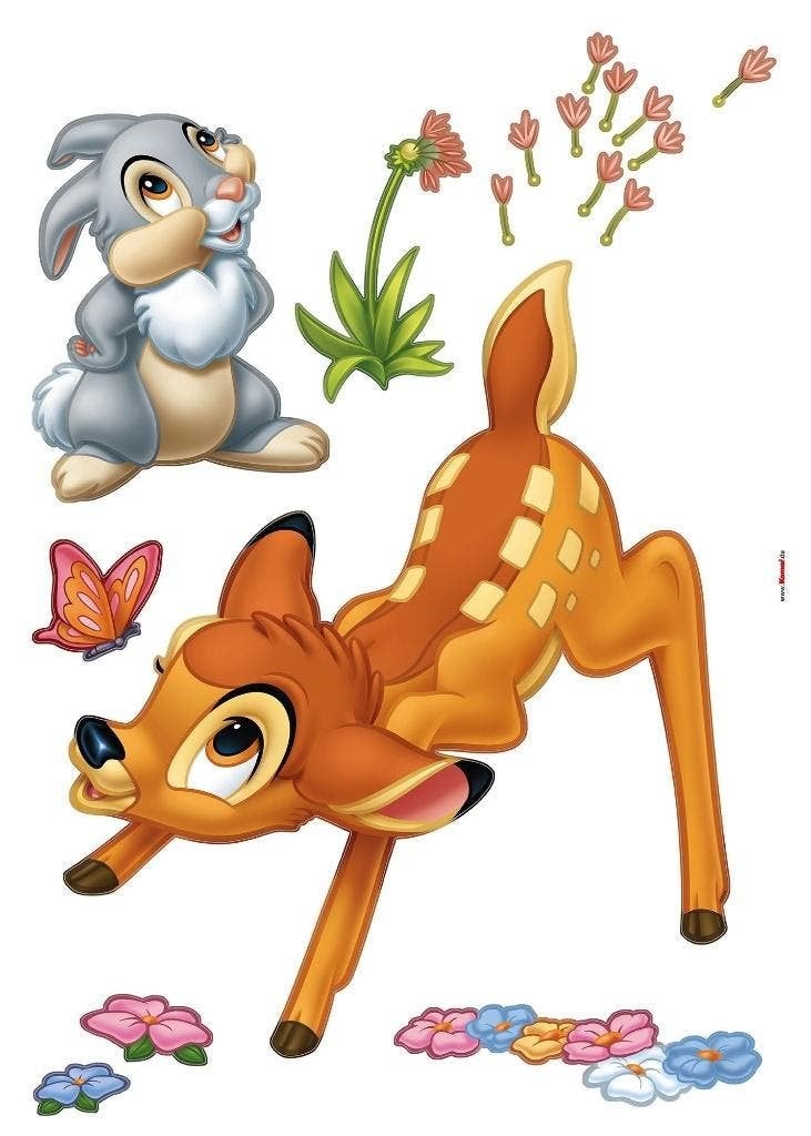Bambi en Stampertje Muurstickers 50x70 cm - Disney, Verzenden, Nieuw, Nvt, Nvt