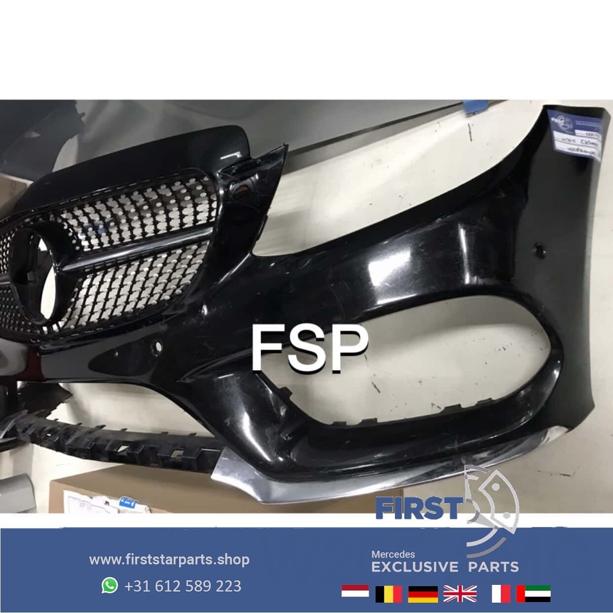 W205 C43 AMG LINE VOORBUMPER + DIAMOND GRIL MB C Klasse COUP, Auto-onderdelen, Gebruikt, -, Voor, Ophalen of Verzenden
