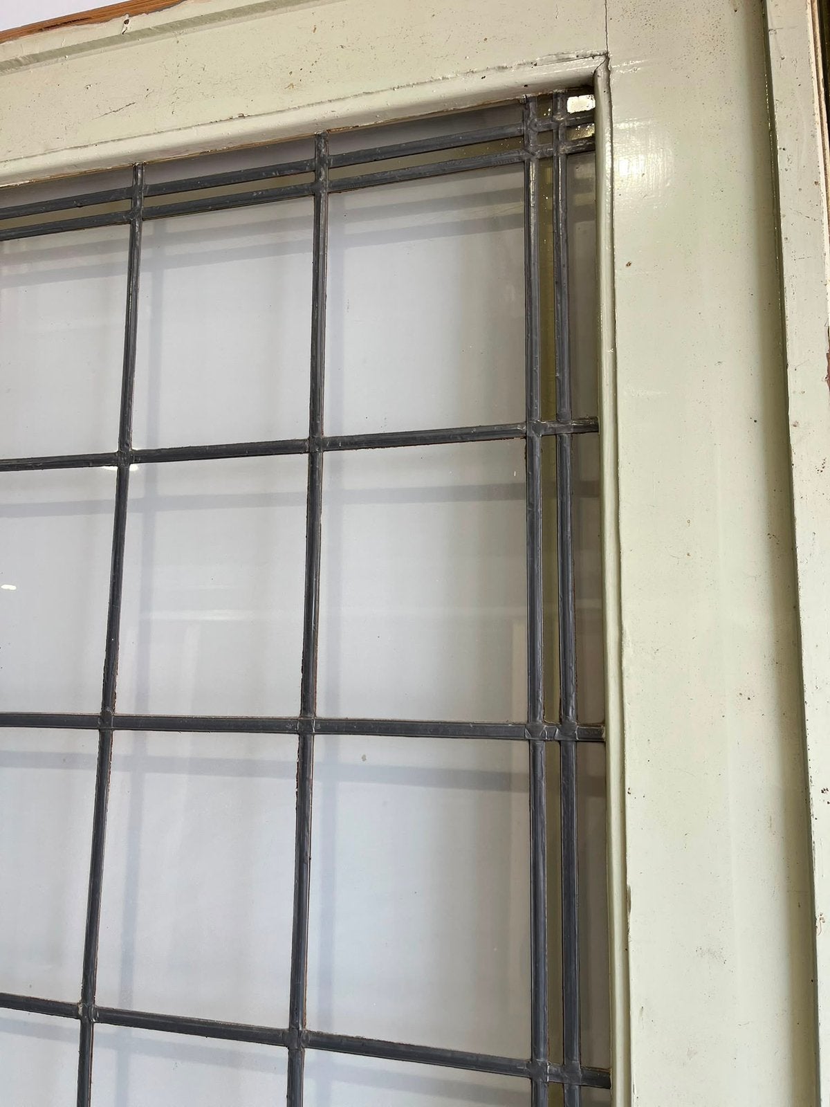 Antieke ensuite schuifdeuren met glas in lood kleur rand, 120 cm of meer, Binnendeur, Ophalen of Verzenden, Zo goed als nieuw