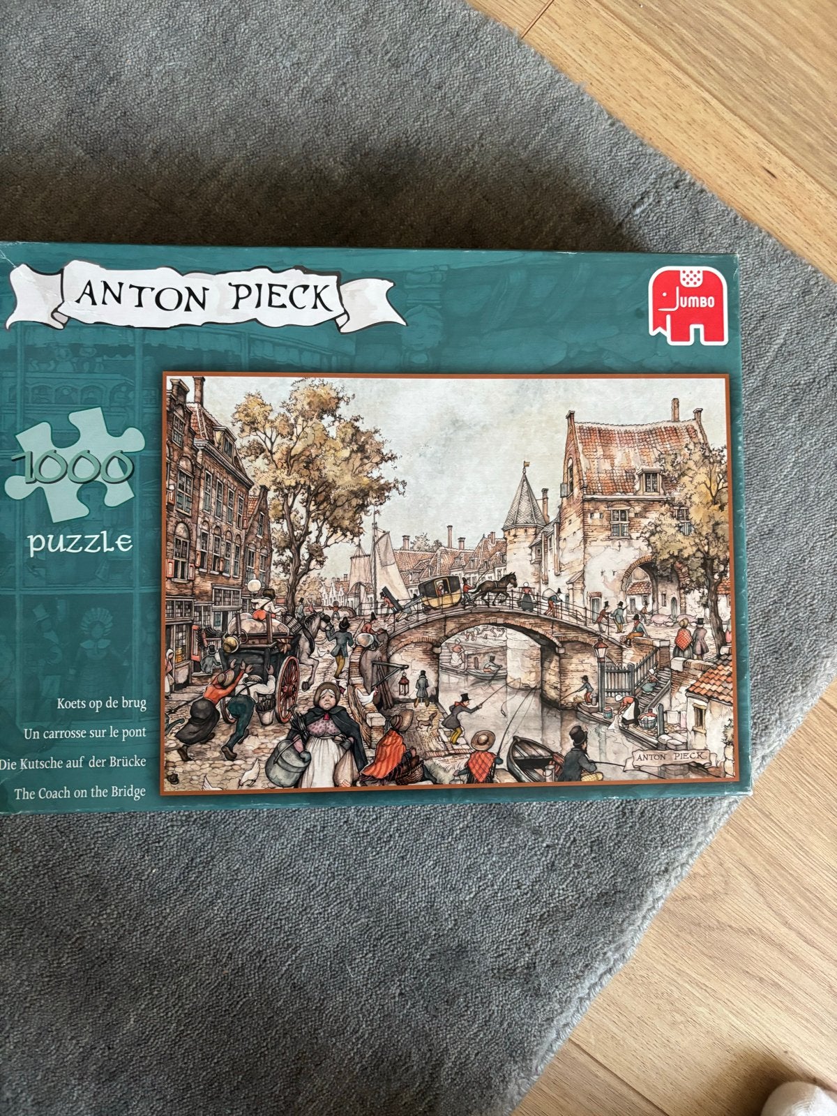 1x Anton Pieck Legpuzzel 1000 stukjes - Koets op de brug, Ophalen, 500 t/m 1500 stukjes, Gebruikt, Legpuzzel