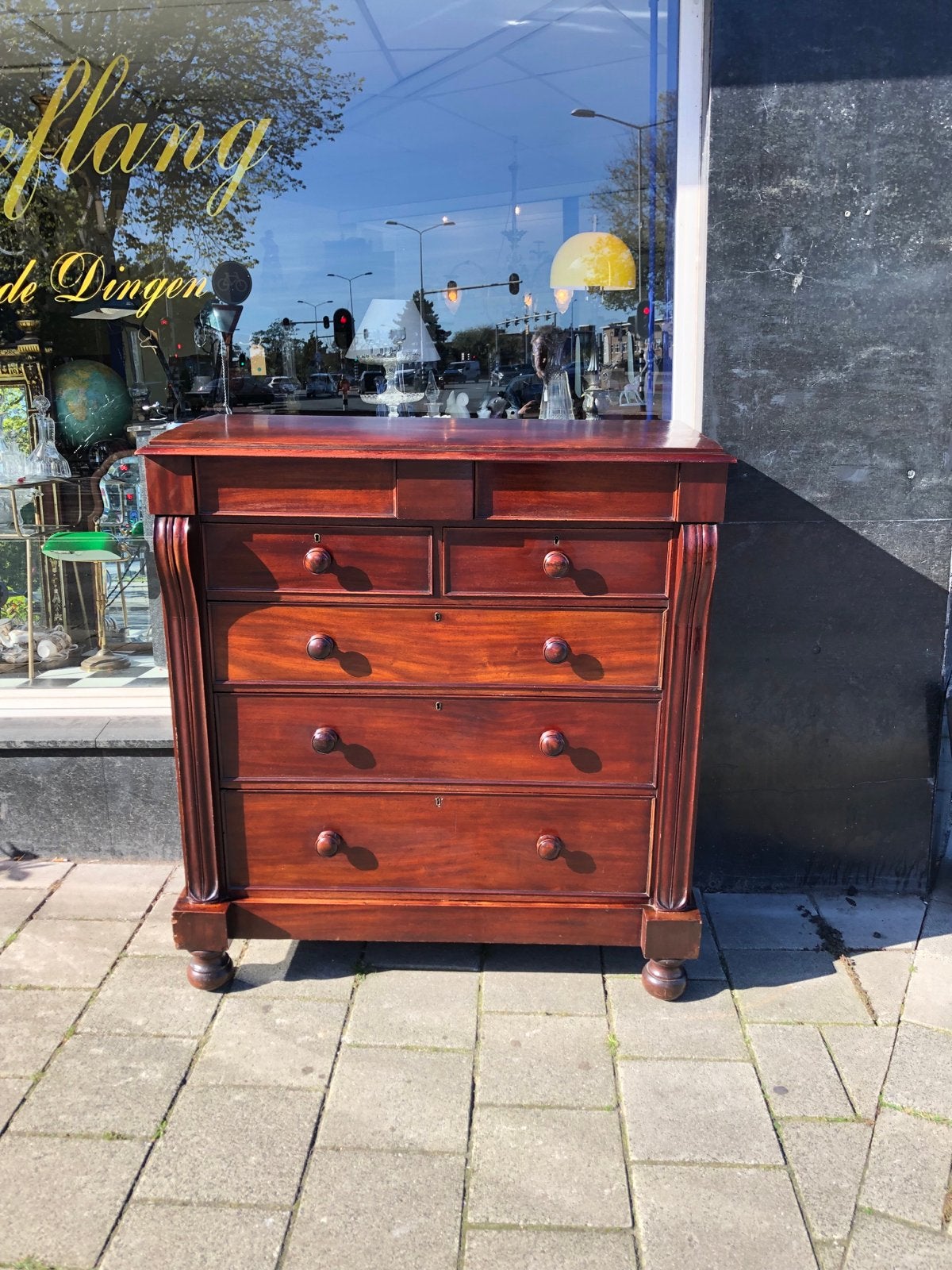 Engelse Mahonie Commode met 6 Laden, Huis en Inrichting, Ophalen of Verzenden