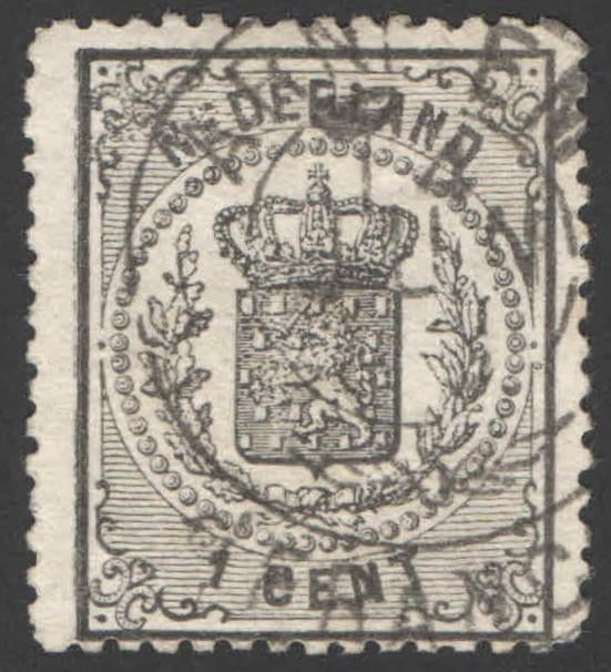 Nederland NVPH nr 14 gestempeld Rijkswapen 1869, Ophalen of Verzenden, T/m 1940, Gestempeld