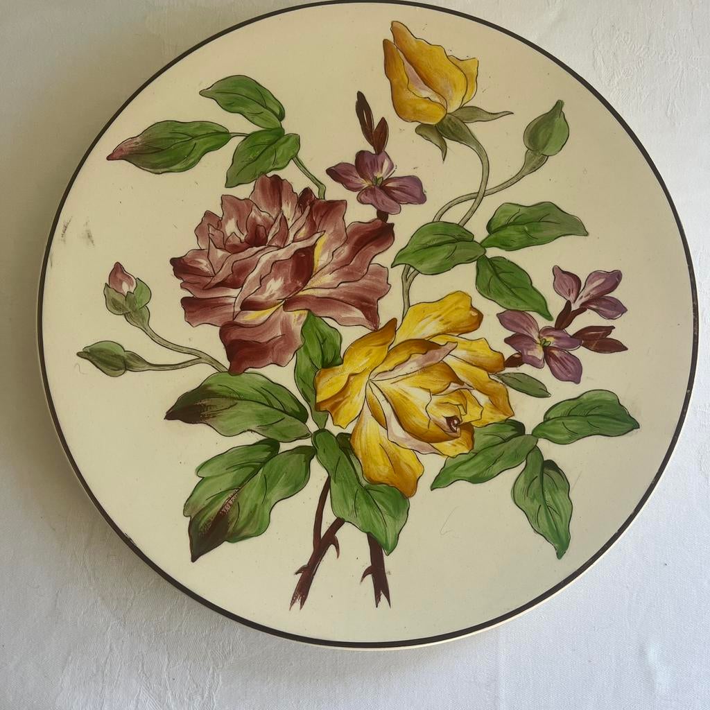 Prachtig decoratief bord-faïence -Terre de fer-Longchamp, Ophalen of Verzenden