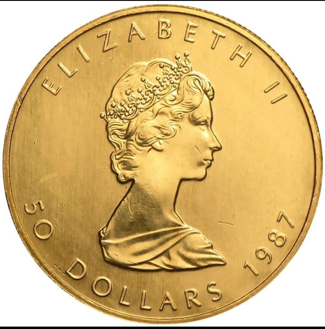 1 ounce gouden maple leaf 1987, Ophalen of Verzenden, Goud