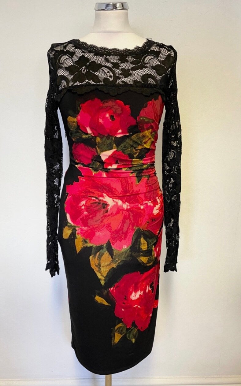 Phase Eight luxe kanten jurk zwart groot roos dessin maat 38, Kleding | Dames, Maat 38/40 (M), Zo goed als nieuw, Phase Eight
