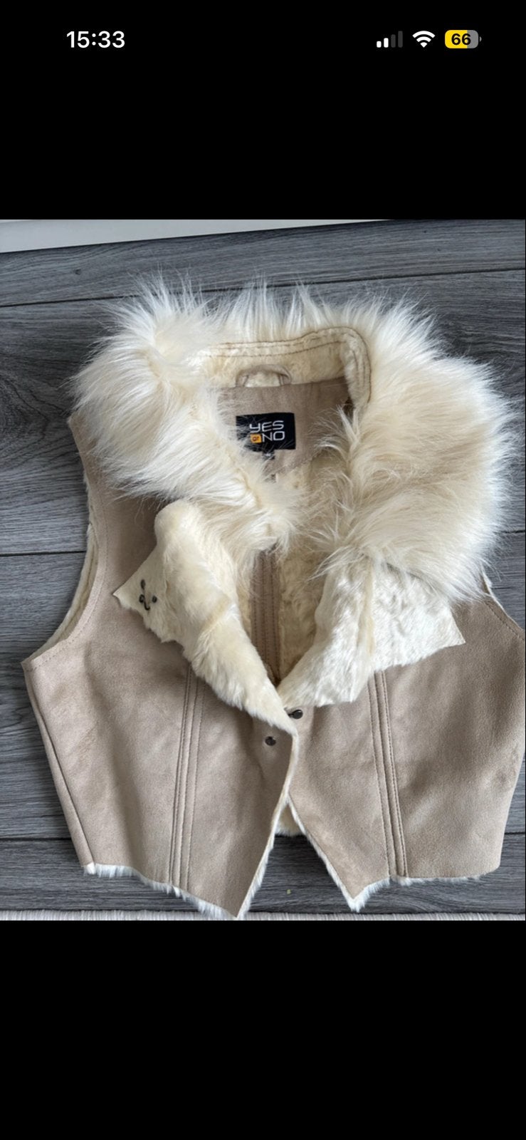 Yes or No Gilet met bontkraag - Maat M, Ophalen, Zo goed als nieuw, Maat 38/40 (M), Beige