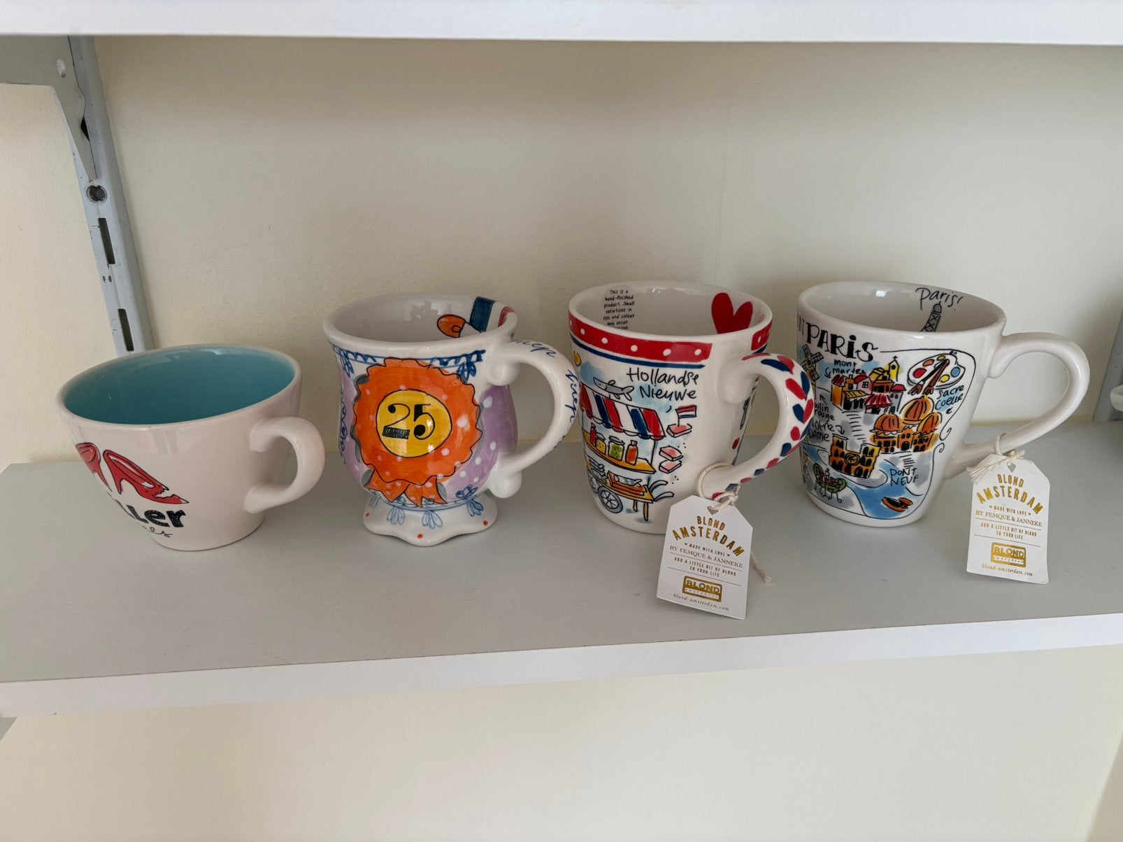 4 exclusieve mokken Blond Amsterdam nieuw!, Ophalen of Verzenden, Nieuw, Steen/keramiek, Blond Amsterdam