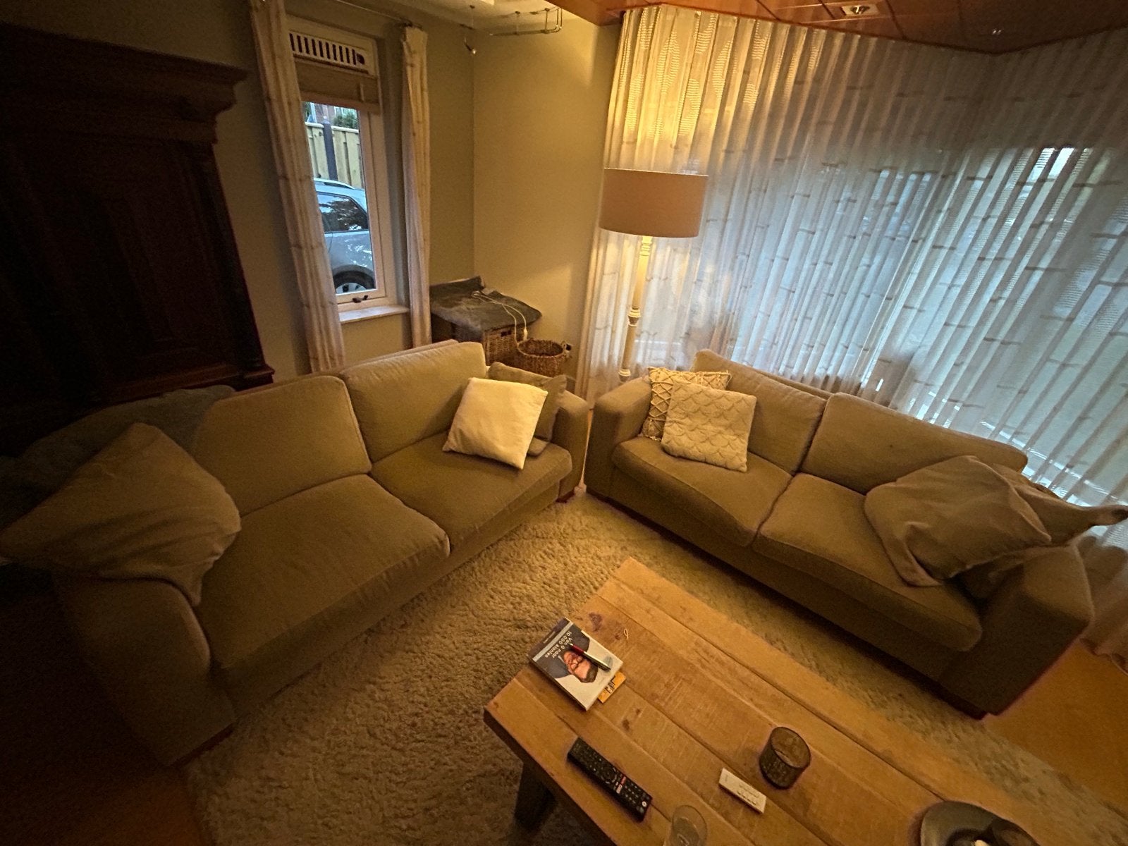 Gratis 2-zitsbank en fauteuil set, Ophalen, Gebruikt, 150 tot 200 cm, Tweepersoons