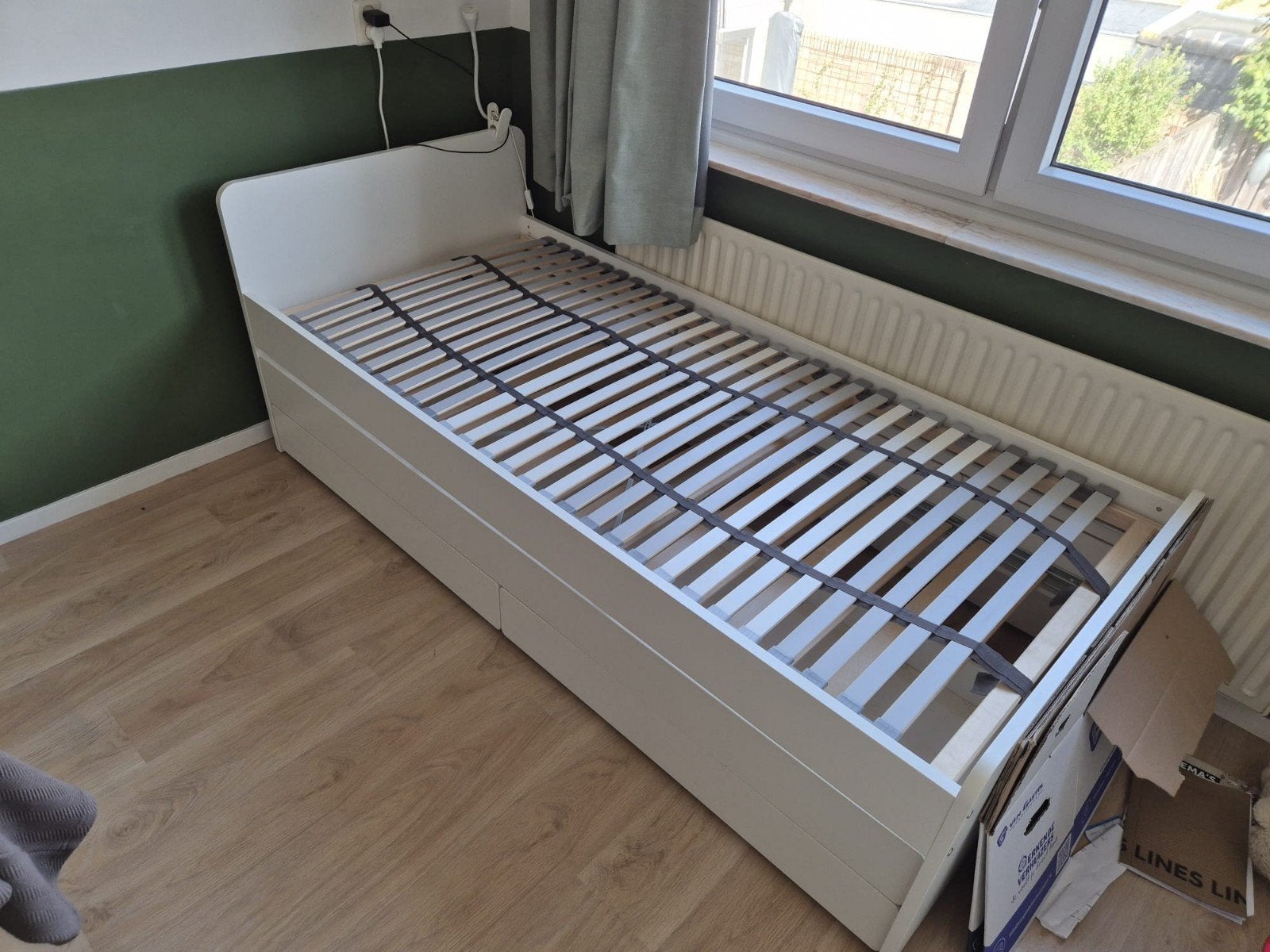 Ikea bed met onderschuifbed en 2 opberglades, Ophalen, Gebruikt, 90 cm, Eenpersoons