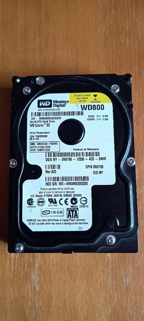 Western Digital 80GB HD, Computers en Software, Harde schijven, Ophalen of Verzenden, 80GB, Desktop, WesternDigital