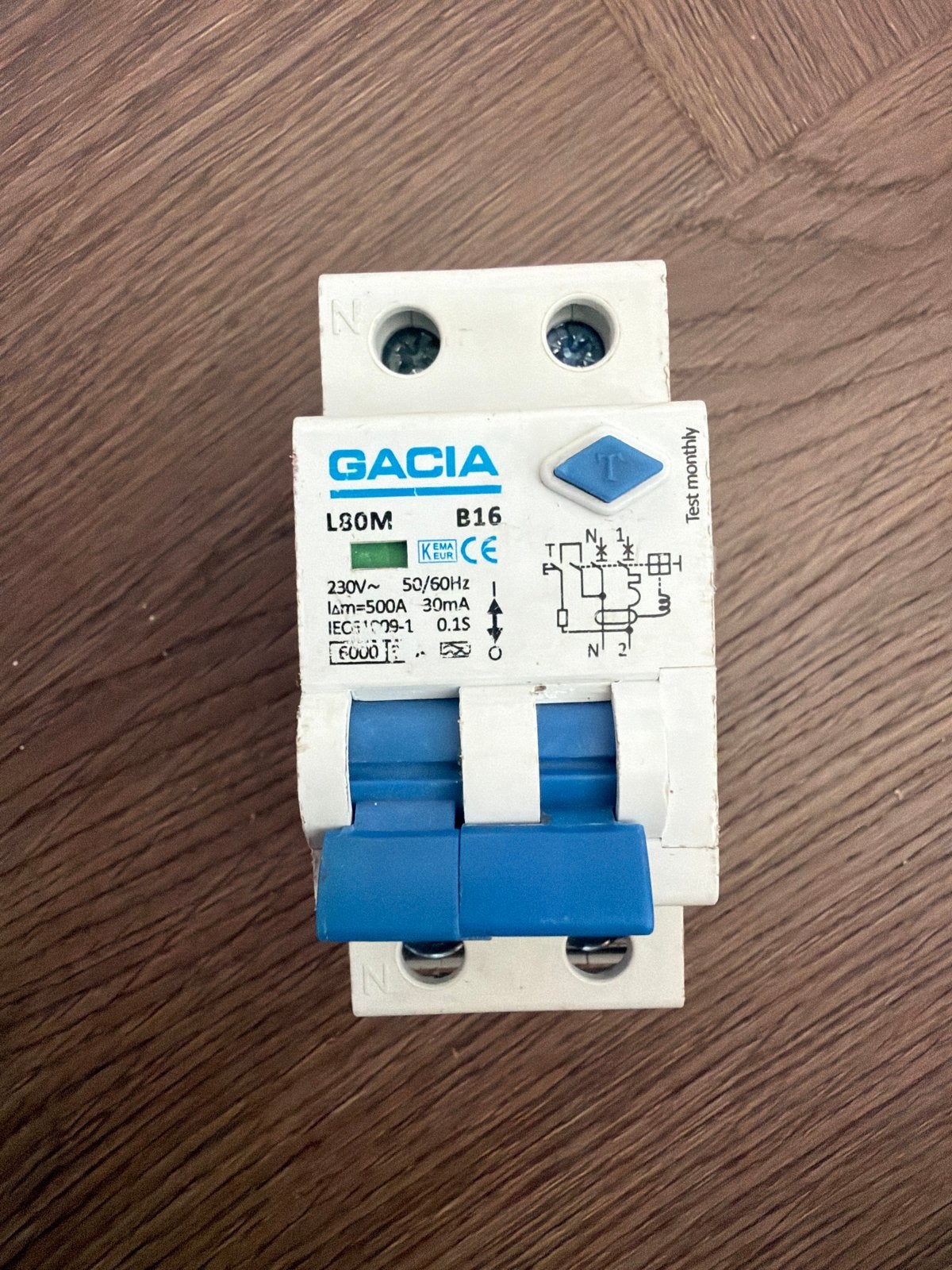 Gacia Aardlekautomaat B16 230V 30mA, Ophalen of Verzenden, Gebruikt, Overige merken, Aardlekautomaat