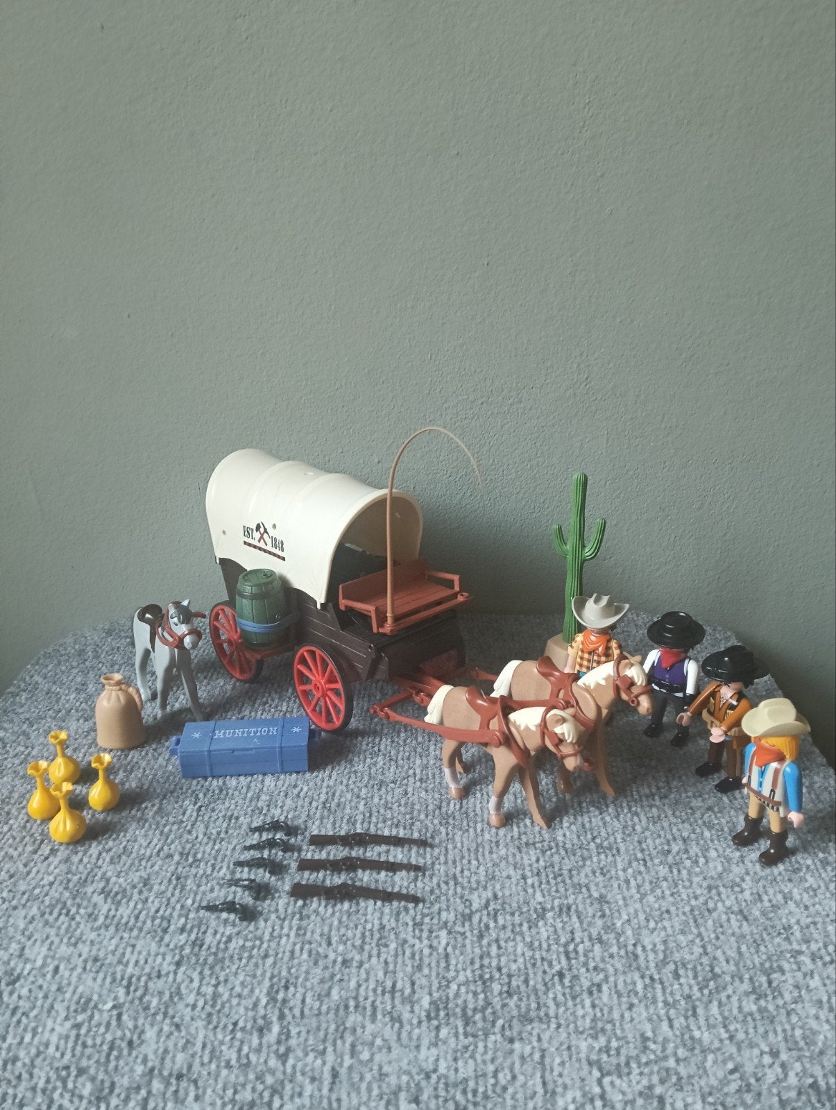 Playmobil Western Huifkar met Figuren en Accessoires, Lieselotjetweedehandsspeelgoed@gmail.com, Complete set, -, Voertuig