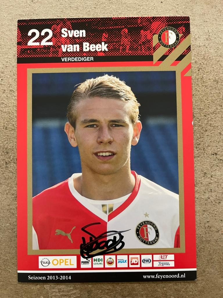 Feyenoord spelerskaart Van Beek met handtekening, Ophalen of Verzenden, Zo goed als nieuw, Feyenoord, Spelerskaart