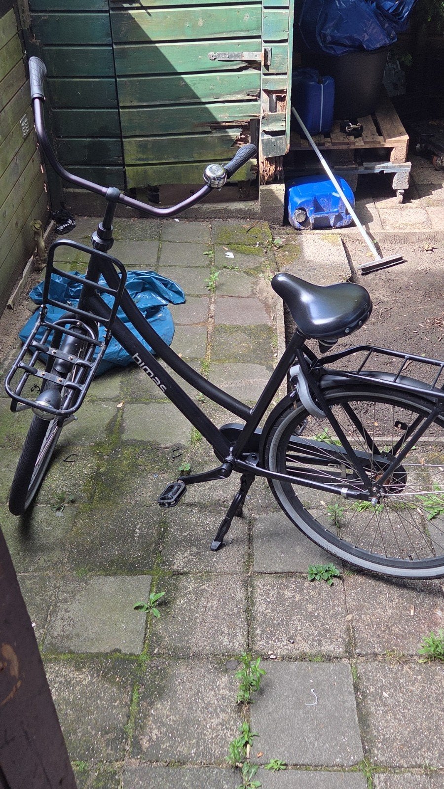 Bimas Damesfiets met Voordrager - Zwart, Velgrem, 50 tot 53 cm, Ophalen, Overige merken