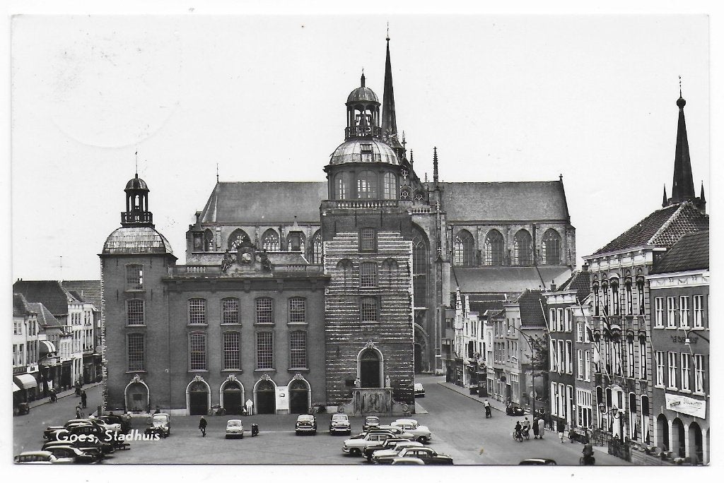Goes Stadhuis ansichtkaart (B1995 ) uit 1964, Ophalen of Verzenden, 1960 tot 1980, Gelopen, Zeeland