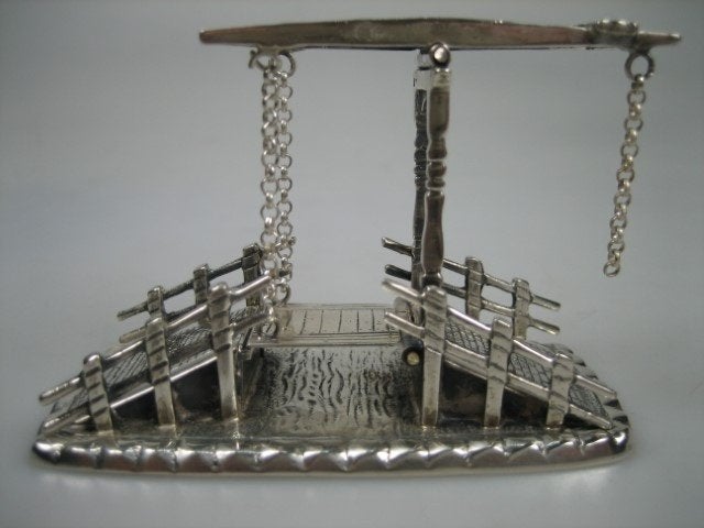 Antiek Zilverminiatuur Hollandse Loopbrug uit ca. 1932, Antiek en Kunst, Verzenden, Zilver