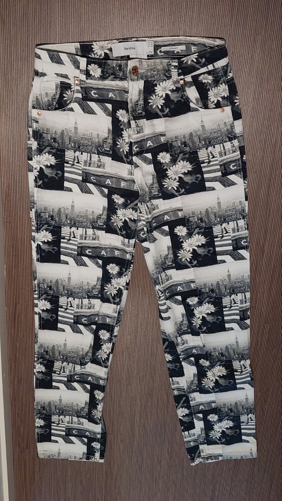 lange Bershka broek dames maat 38, Maat 38/40 (M), Meerkleurig, Lang, Gedragen