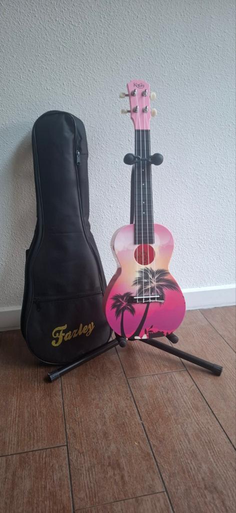 Roze ukelele met print, Ophalen of Verzenden, Zo goed als nieuw, Ukelele