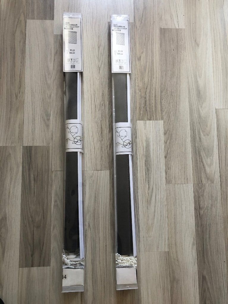 Nieuw in doos: 2x duo rolgordijn antraciet, Huis en Inrichting, Ophalen, Duo rolgordijn, Rolgordijn, Nieuw