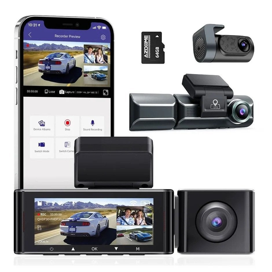 AZDOME M550 PRO 3CH 4K WIFI GPS 64GB DASHCAM (Z.G.A.N.), Ophalen of Verzenden, Zo goed als nieuw