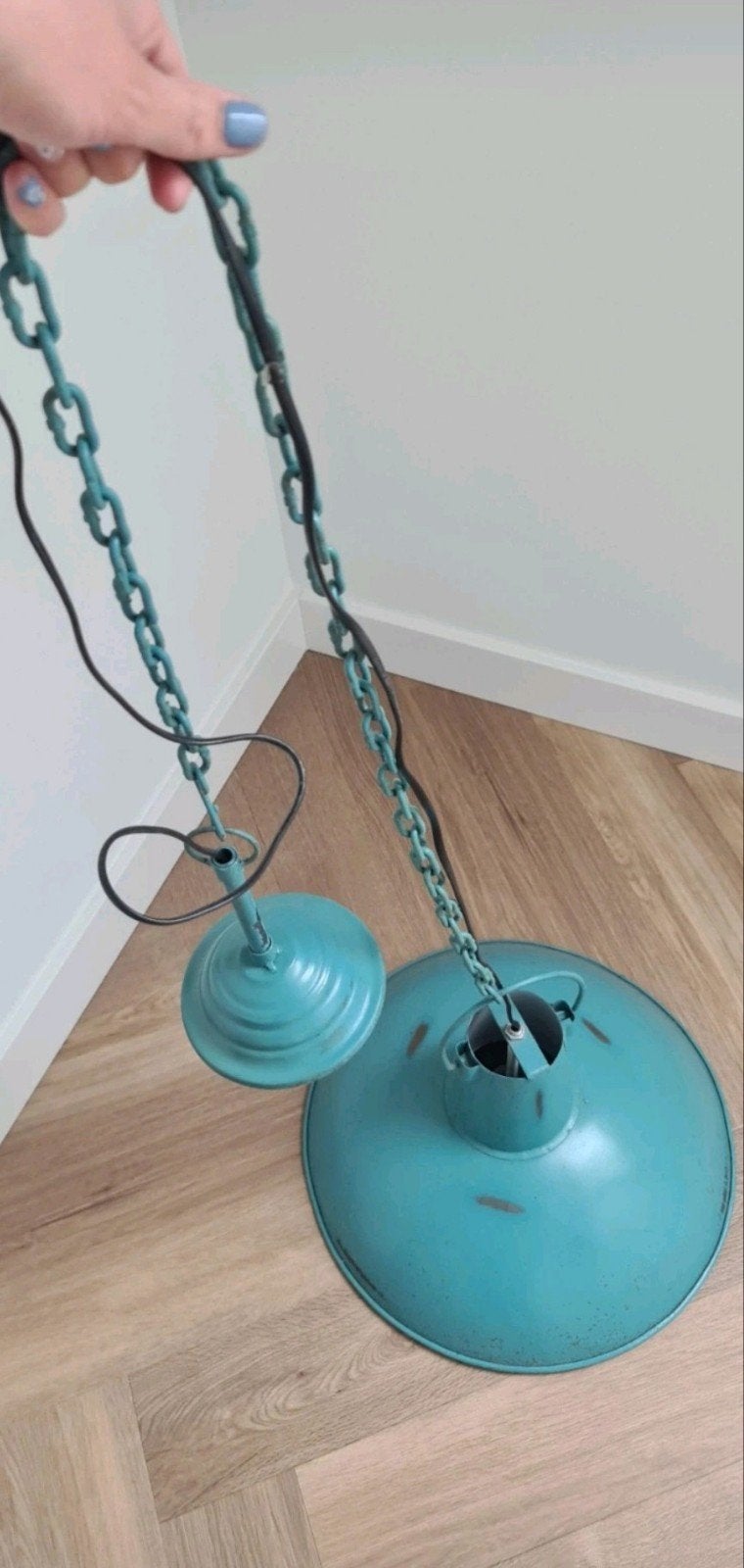 kidsdepot hanglamp metaal zeegroen, Ophalen, Zo goed als nieuw, Metaal, E27 (groot)
