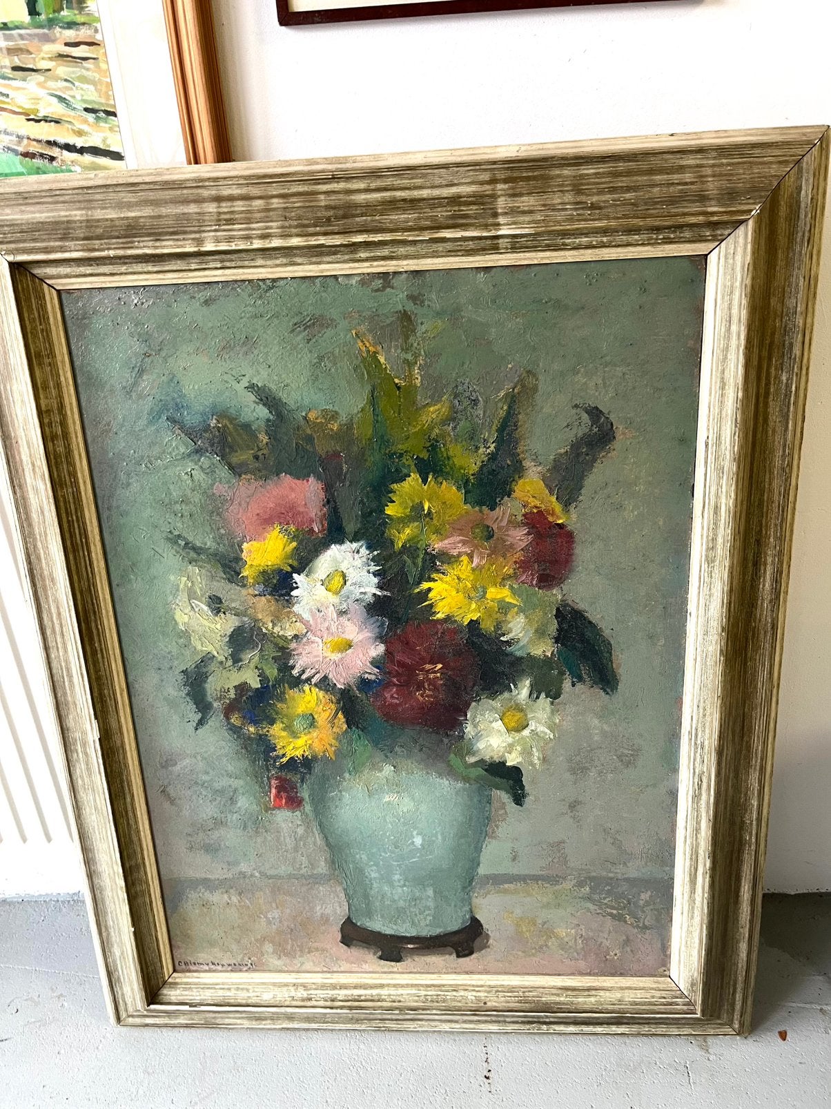 schilderij Chiem van Houweninge met Pieter Groeneveldt vaas, Ophalen, Paneel, Stilleven, Impressionistisch
