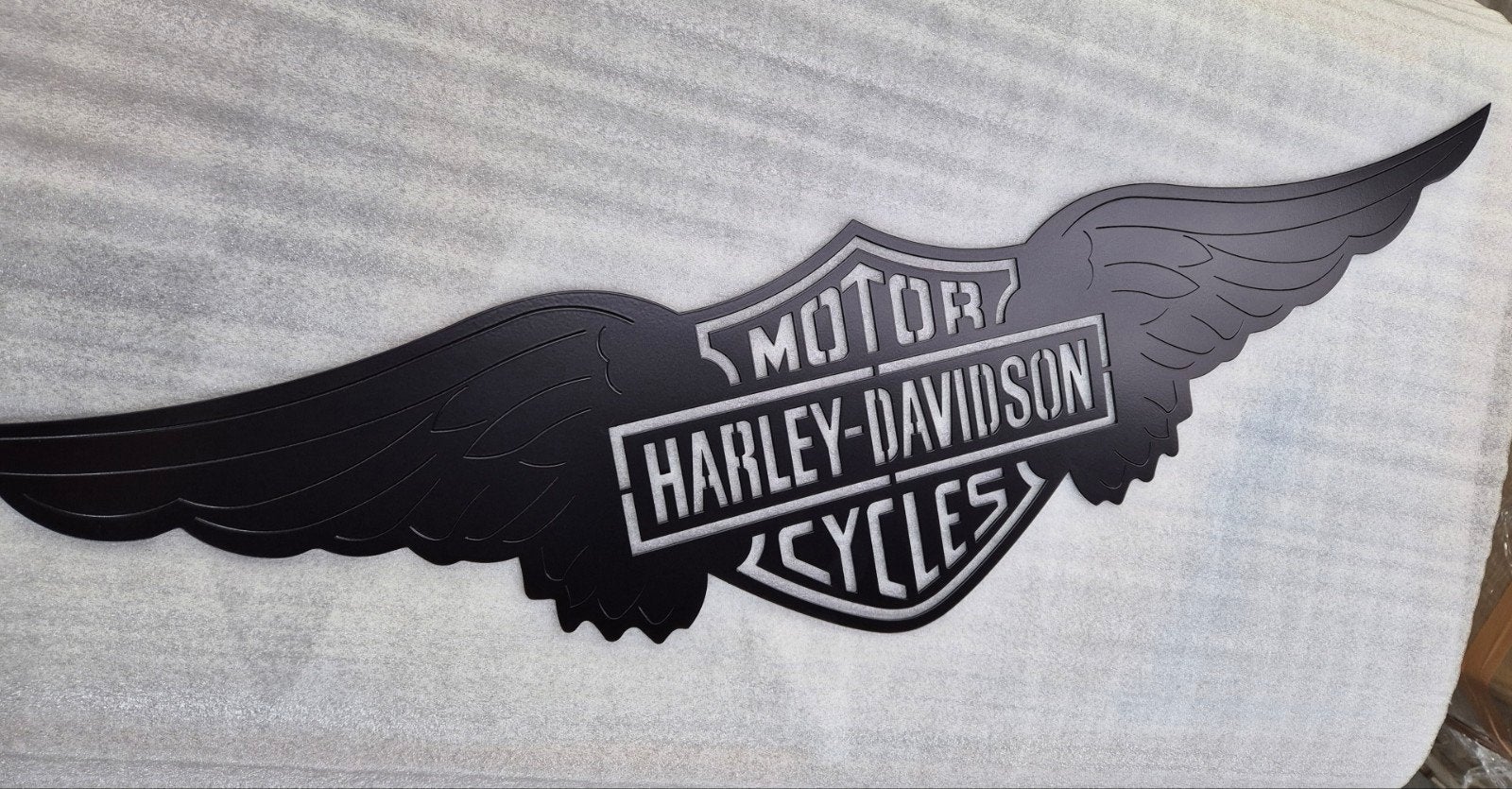 Harley Davidson Muurdecoratie - Metalen Vleugel Logo, Zwart, Nieuw, Ophalen of Verzenden, Metaal
