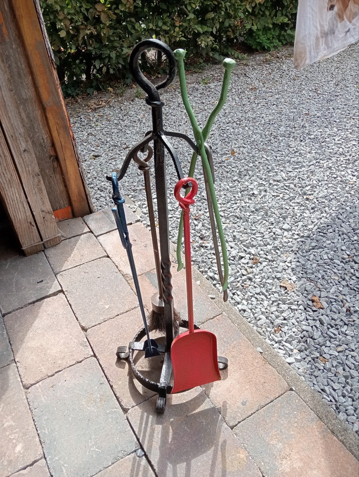 Haardstel met standaard en diverse accessoires, Ophalen, Gebruikt, Vrijstaande haard, Overige soorten
