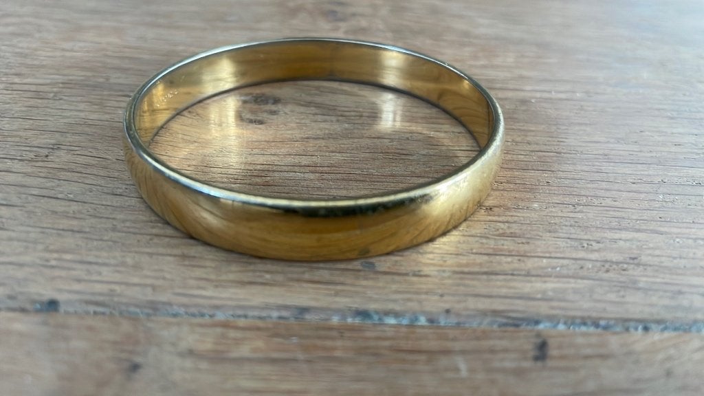 Vintage Monet goudkleurig slavenarmband jaren 90, Verzenden, Gebruikt, Goud, Overige materialen