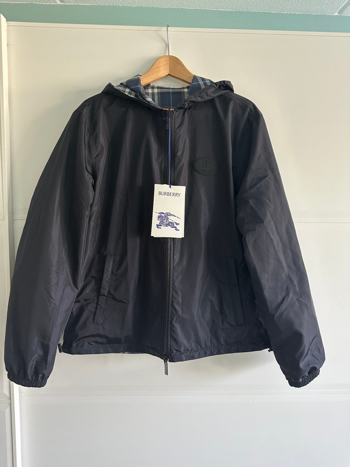 Burberry Reversible Check Newport Hooded Jacket, pilot blue, Kleding | Heren, Ophalen, Nieuw, Maat 48/50 (M), Blauw