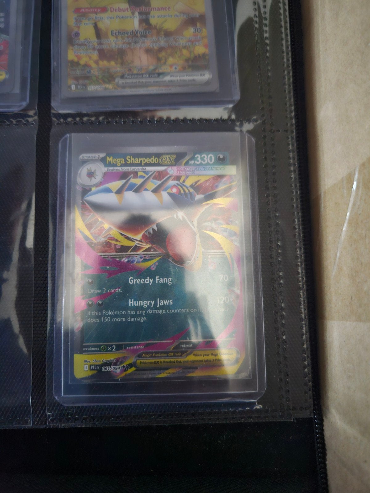 Pokemon Mega Sharpedo ex 061/094 Phantasmal Flames, Ophalen of Verzenden, Zo goed als nieuw, Losse kaart, Foil