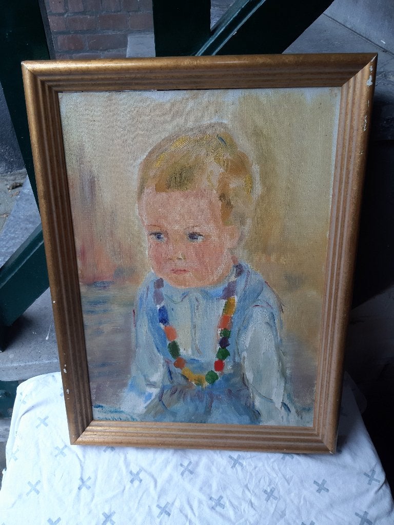 Kinderportret, meisje, aquarel, in zeer mooie lijst, Ophalen, Portret of Personen, Oud hollands, Bijzondere lijst