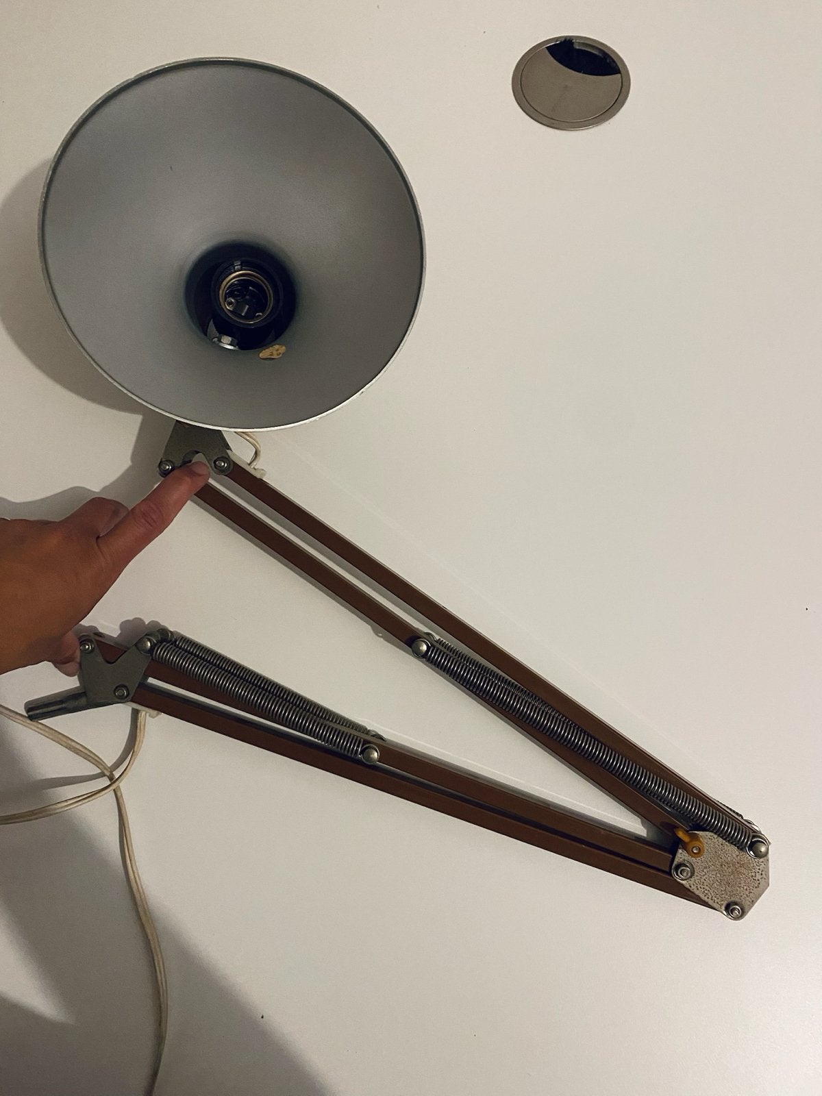 Vintage Bureaulamp met Schaararm - Bruin/Zilver, Huis en Inrichting, Bureaulamp, Gebruikt, Overige merken, Vintage