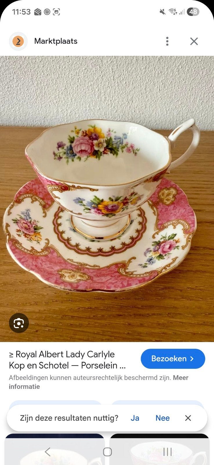 Royal Albert Lady Carlyle Kop en Schotel - Porselein, Ophalen of Verzenden