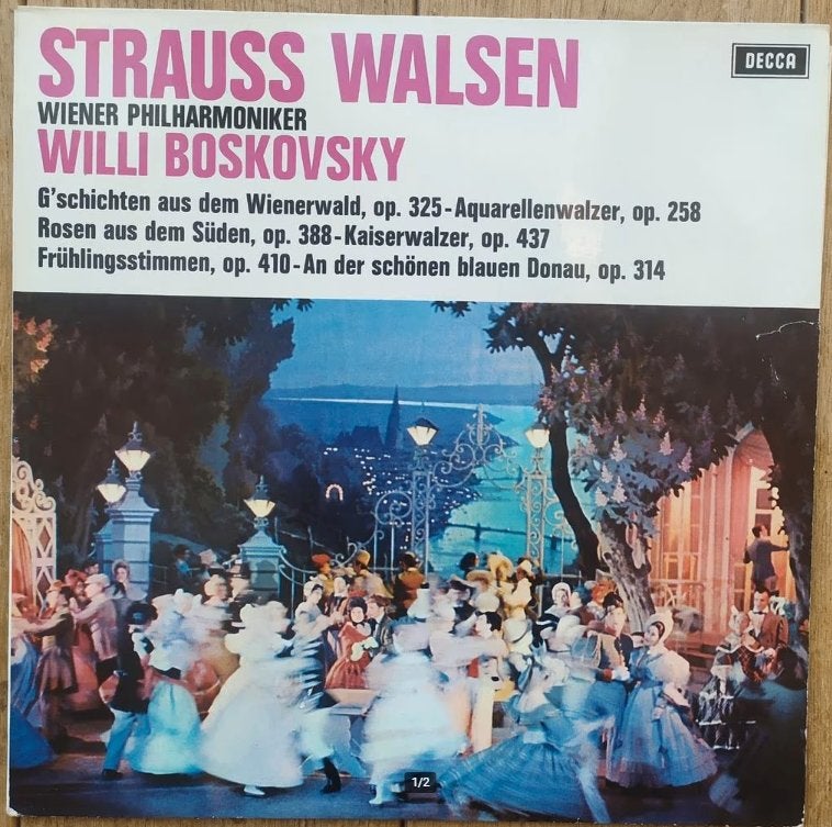 LP Strauss Walsen Wiener Philharmoniker Willi Boskovsky, Cd's en Dvd's, Vinyl | Klassiek, Gebruikt, Orkest of Ballet, Fotohoes
