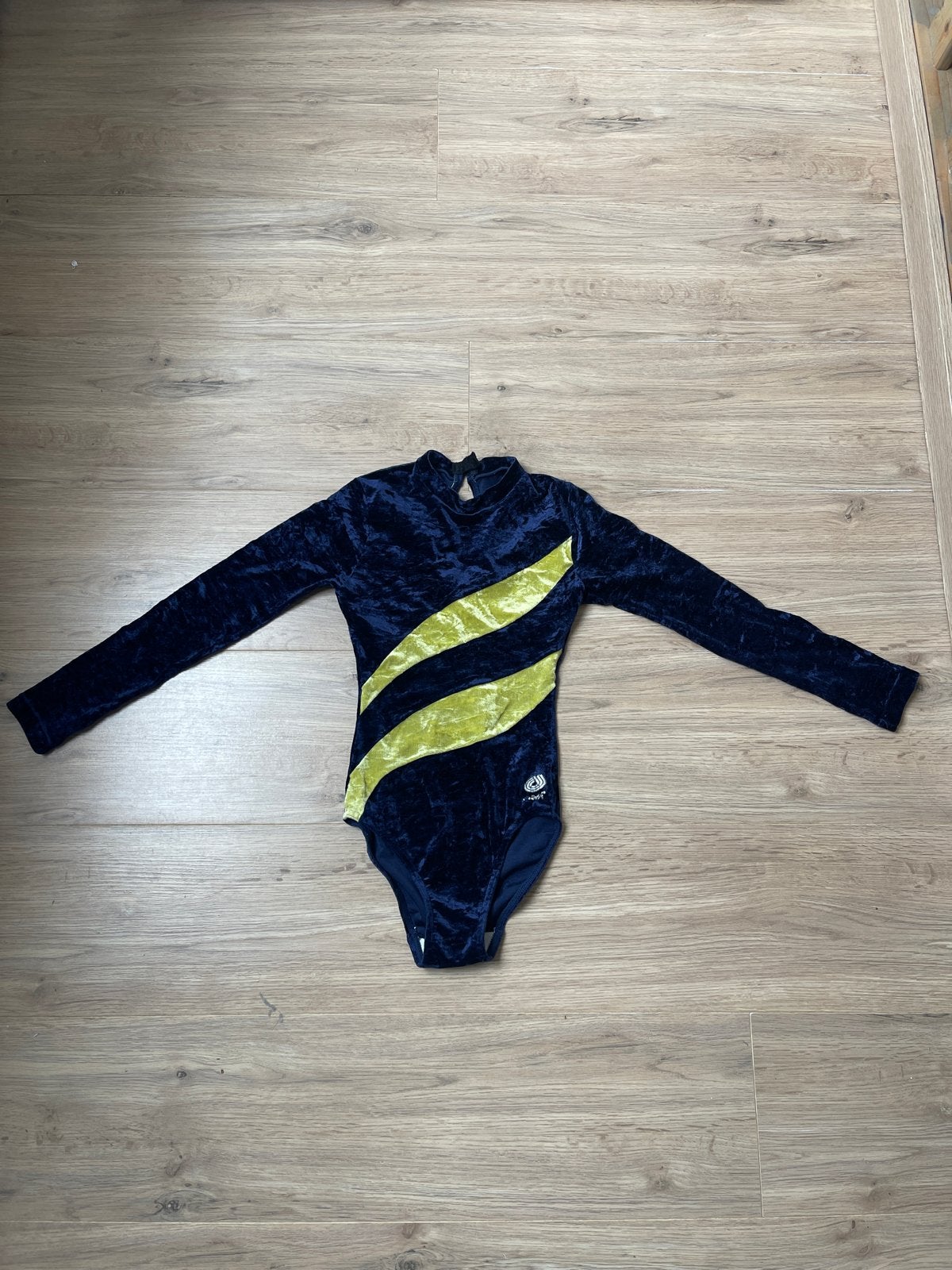 Agiva Turnpakje - Blauw met Geel - Maat 10, Sport en Fitness, Turnen, Blauw, Overige typen, Zo goed als nieuw, Kindermaat 122 t/m 140