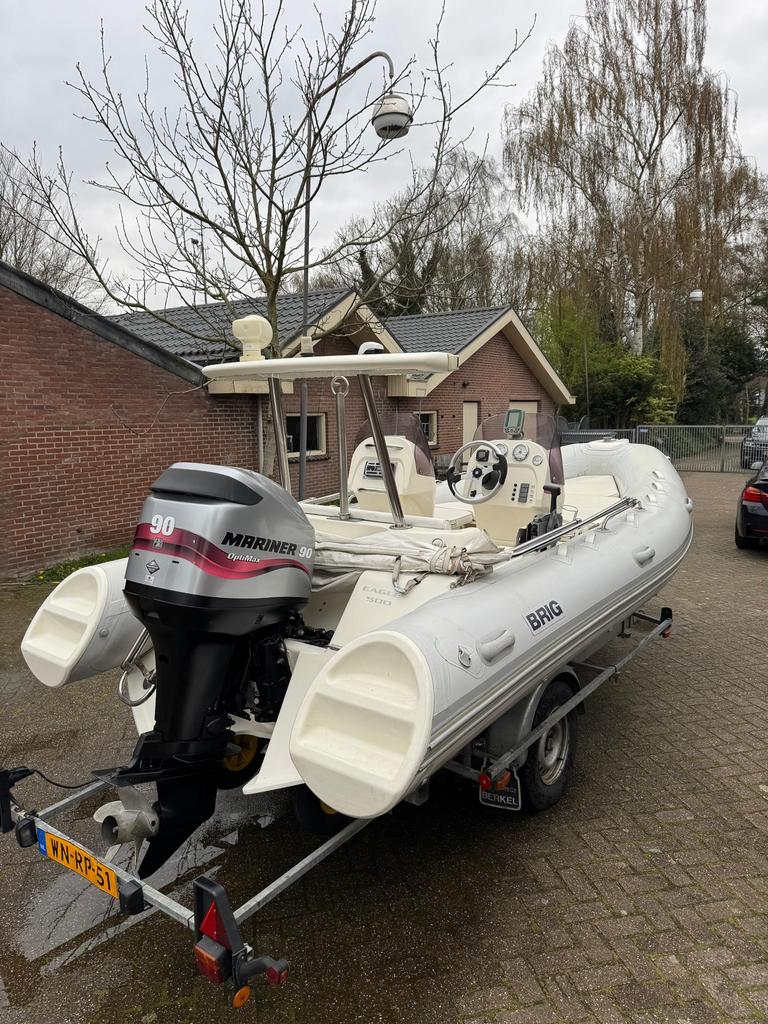“BRIG 500TC EAGLE” 90PK, compleet met PEGA trailer, Watersport en Boten, Ophalen of Verzenden, Zo goed als nieuw, Benzine, Overige materialen