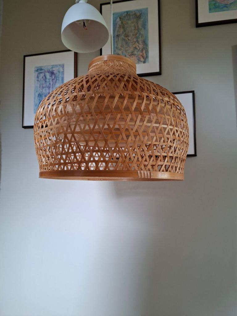 Rotan plafondlamp, Huis en Inrichting, Ophalen of Verzenden, Zo goed als nieuw, Minder dan 50 cm