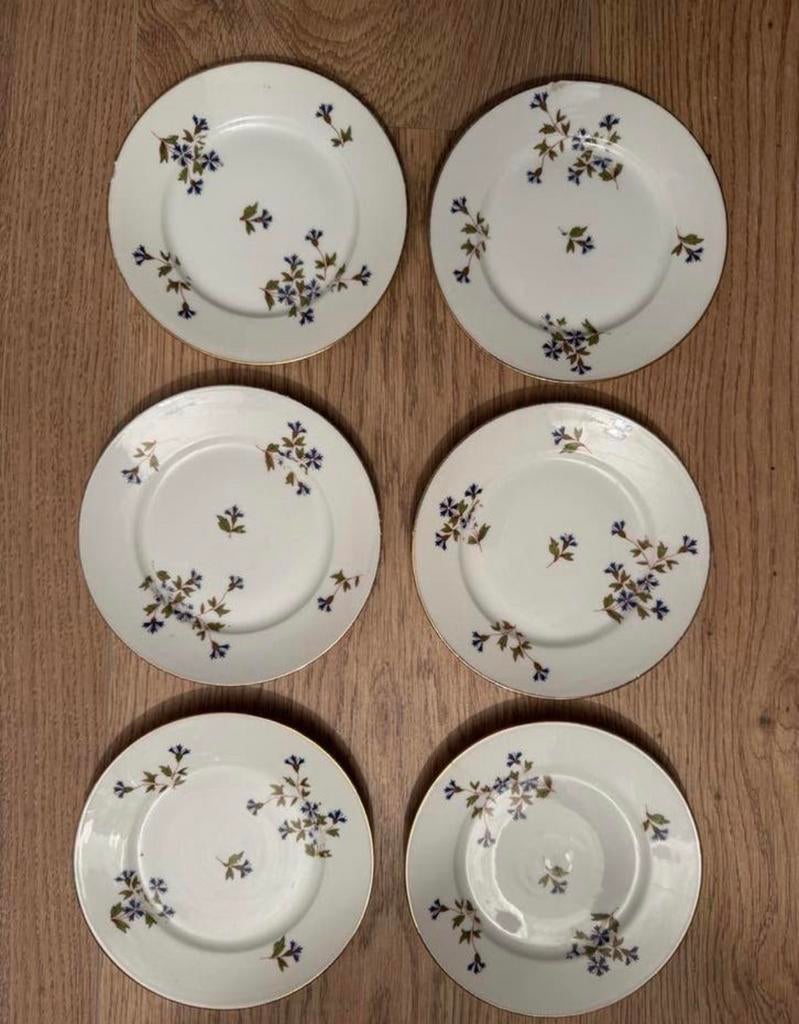 Set van 6 Limoges borden met bloemmotief, Antiek en Kunst, Ophalen of Verzenden